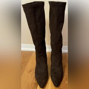 DONALD J PLINER brown stretchy leather knee high boots 5.5 m